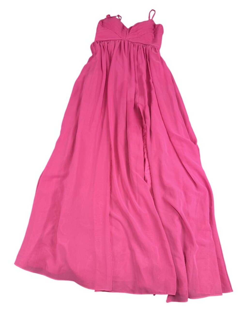 Azazie Women's Pink Pleated Bodice Maxi Dress Adjustable Straps Size 4